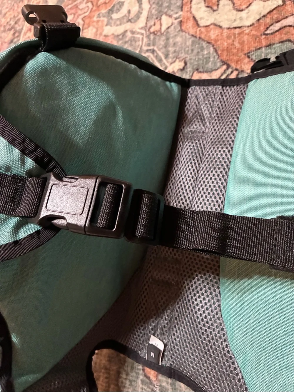 Wilder dog brand Teal Dog Harness Bag with Decorative Trim - amazing shape!